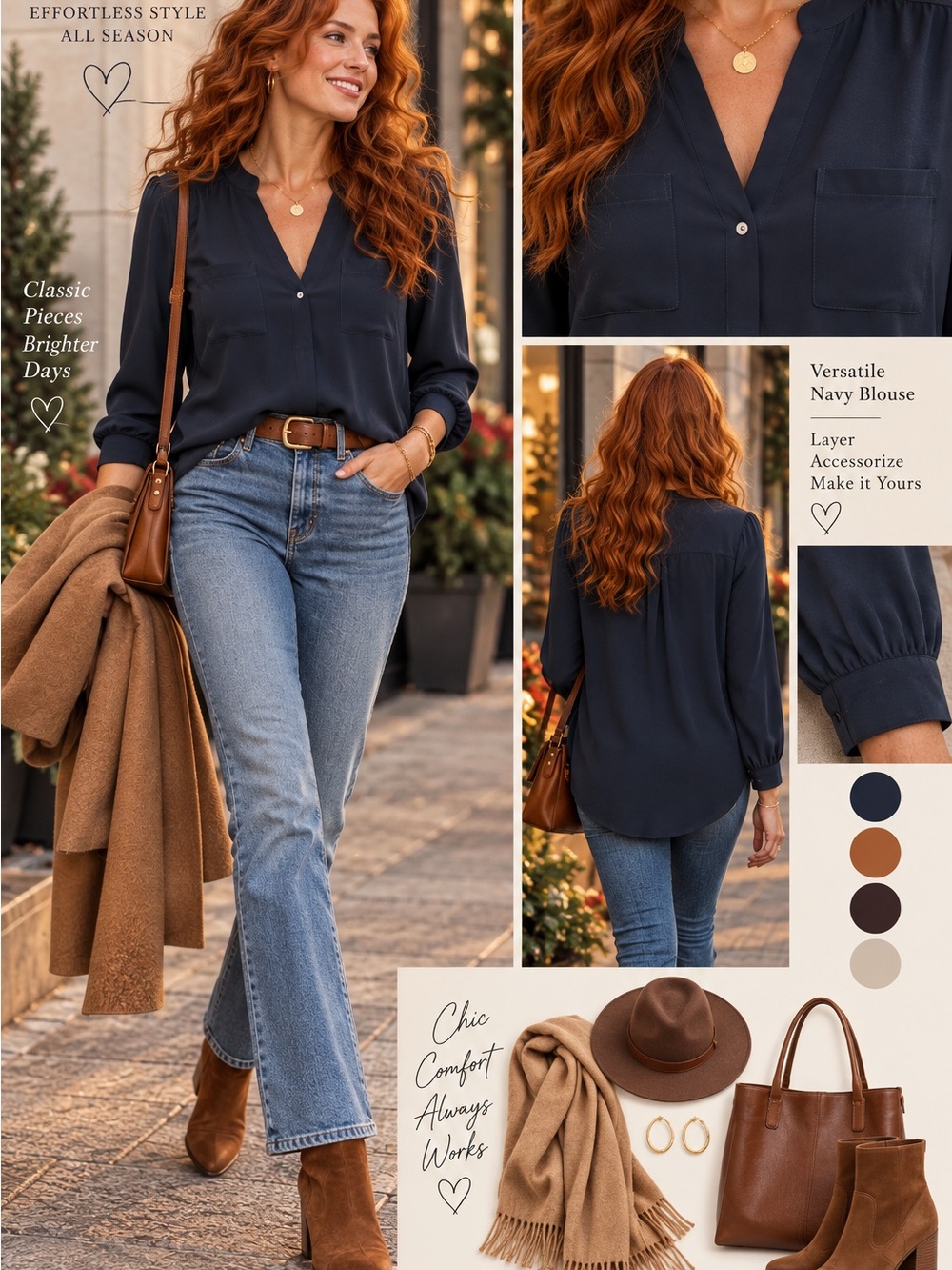 Maeve Anthropologie Navy Blue Blouse – Size 2